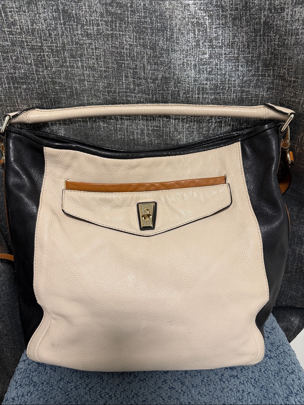 Marc by Marc Jacobs Cream, Black & Tan Leather Shoulder Bag